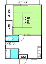 パークハイツB 1Kの間取図画像