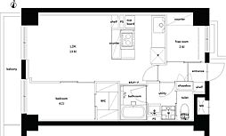 オータム世田谷 1LDKの間取図画像