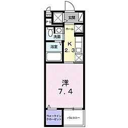 フォレストリバー2 1Kの間取図画像