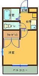 パーシモン 1Kの間取図画像