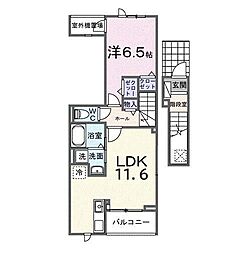 ミルト ブリッサ 大原 1LDKの間取図画像