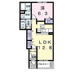 クレメント・ガーデニアB 1LDKの間取図画像