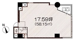 八丁堀2185 ワンルームの間取図画像