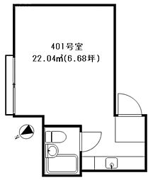 サンエルサビル ワンルームの間取図画像