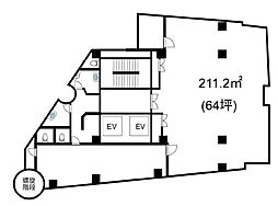 虎ノ門ピアザビルディング ワンルームの間取図画像