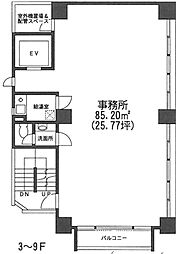 VORT神田 ワンルームの間取図画像