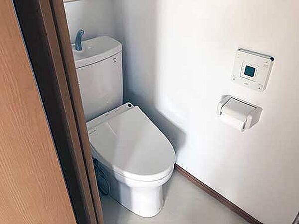 もちろん温水洗浄便座つきのトイレ。