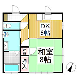 シャレード平原 1DKの間取り