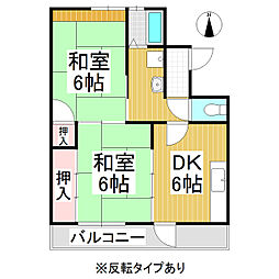 市村コーポ第一 2階2Kの間取り