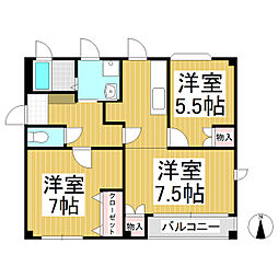 パルメゾントモエ 3階2LDKの間取り