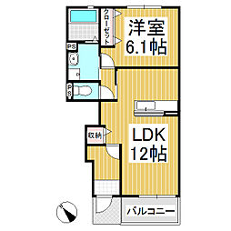 ＲＩＶＥＲ 1階1LDKの間取り