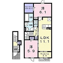 レジデンスK西軽井沢 2階2LDKの間取り