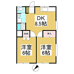 小林シティハイツ 2DKの間取図画像