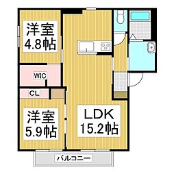 バリュージュひろまえA 2LDKの間取図画像