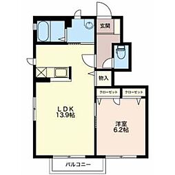 シンフォニー西軽井沢B棟 1LDKの間取図画像