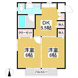 コーポグレース 2DKの間取図画像
