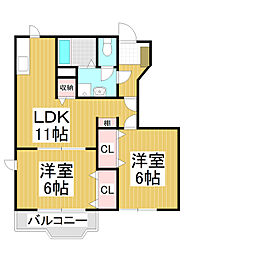 メゾンドエスポアールA 2LDKの間取図画像