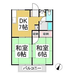 フレール桜B 2DKの間取図画像