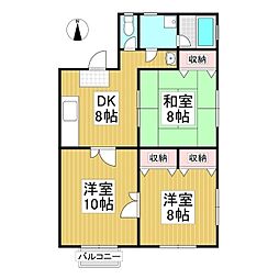 プラスK&A 3DKの間取図画像