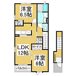フット・パレスC 2LDKの間取図画像