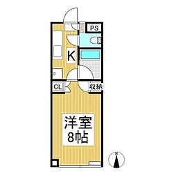 ファミーユ宮前 1Kの間取図画像