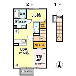 ブルーシエルA 1LDKの間取図画像