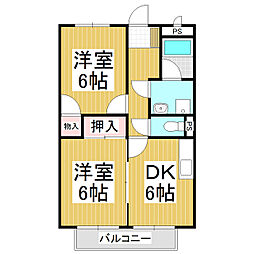SurPLusTwo芝間 2DKの間取図画像