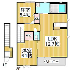 シンフォニー西軽井沢A棟 2LDKの間取図画像