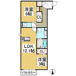 エンジェライトB 2LDKの間取図画像