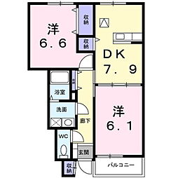 ポラリスB 2DKの間取図画像