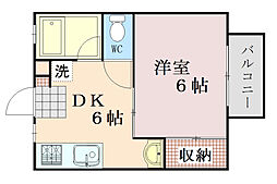 フローレンス2番館 2階1Kの間取り