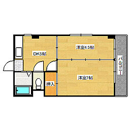引地ビル 2階2DKの間取り