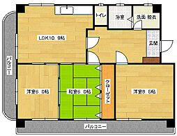 グリーンヒル吉村 3階3LDKの間取り