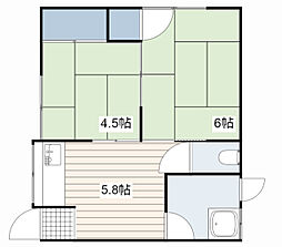 たつみ荘 1階2DKの間取り