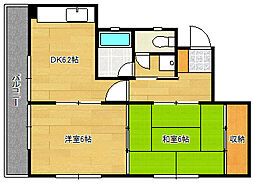 パークハイツ高須 1階2DKの間取り