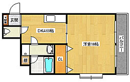 グランドメゾン西本 6階1DKの間取り