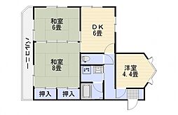 妙マンション 3階2LDKの間取り