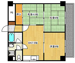 第2西村ビル 4階3DKの間取り