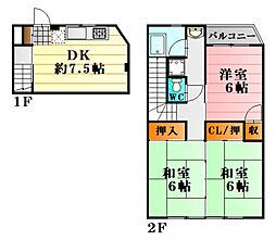横張ビル 1階3DKの間取り