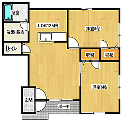 ベルリード馬木 1階2LDKの間取り
