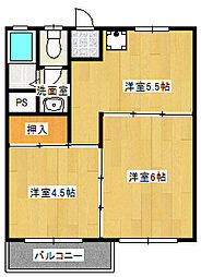 コオリナハウス 1階2DKの間取り