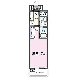 エスポワール鶴江　Ｃ 3階1Kの間取り