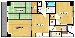 第2西村ビル 9階3DKの間取り