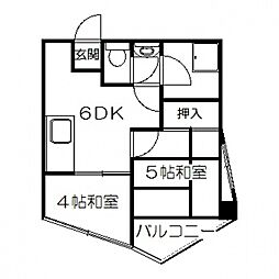東白ビル 3階2DKの間取り