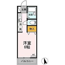 セジュール133 2階ワンルームの間取り