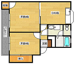 ファミーユ府中 4階2DKの間取り