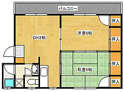 パークハイム翠町 1階2DKの間取り