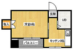 衣笠ビル 4階1Kの間取り