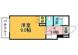 白島森野ビル 4階1Kの間取り