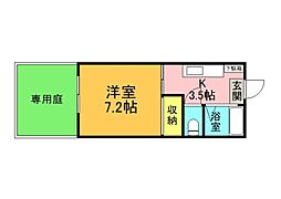 チェリーハイツ 1階1Kの間取り